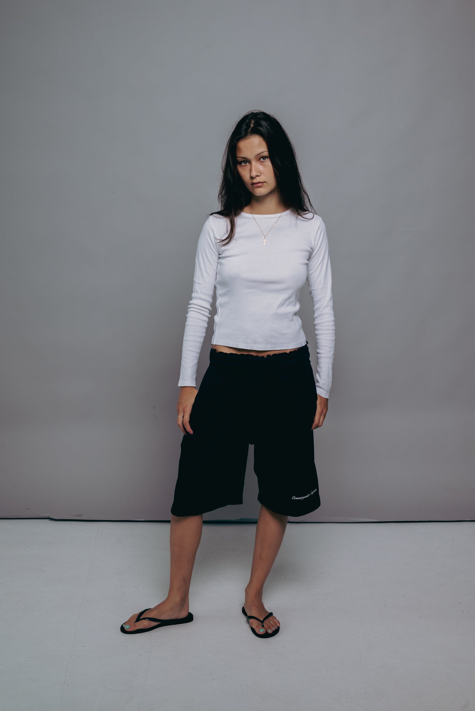 Black Waffle Knit Shorts
